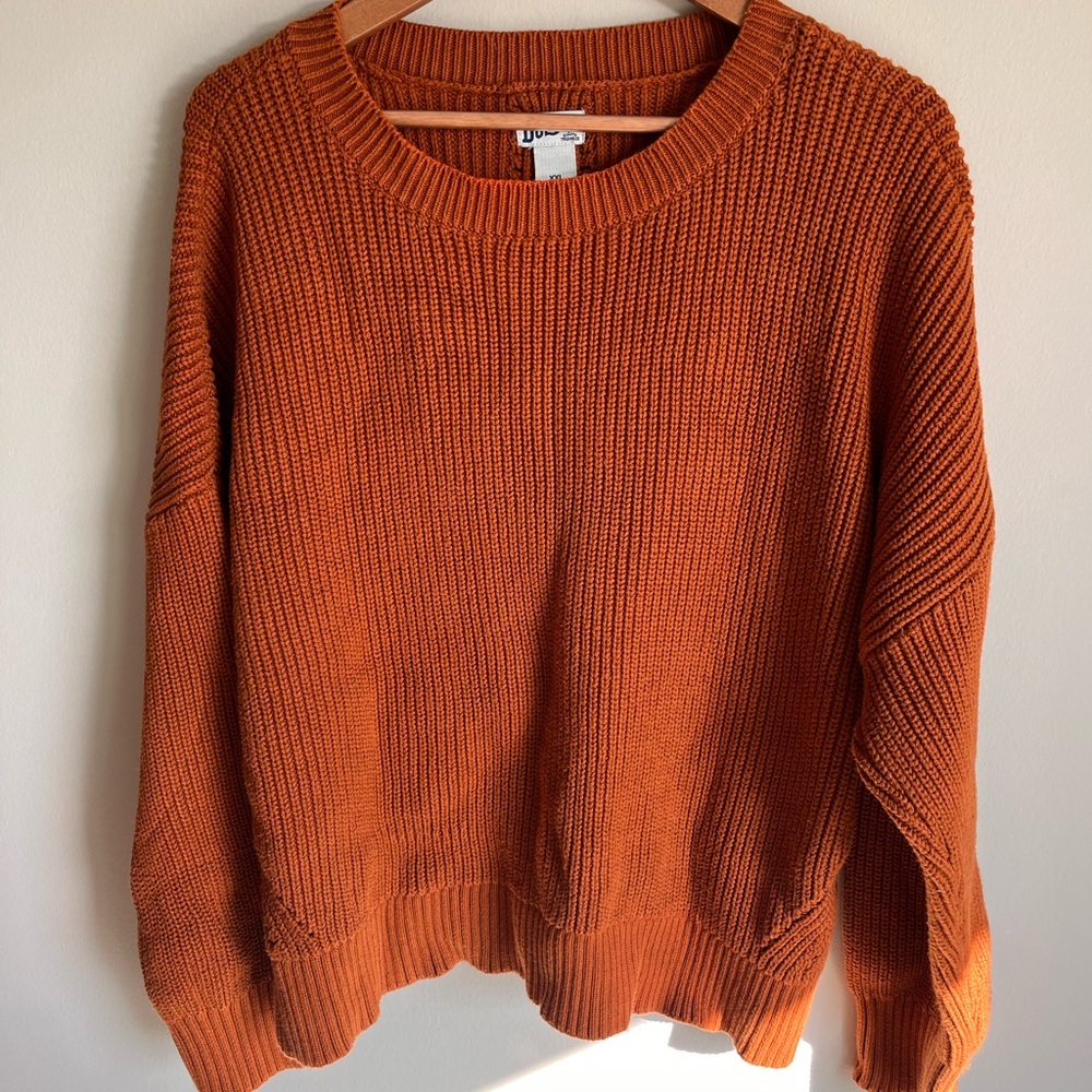 Duluth Trading Co Women’s Orange Chunky Knit Sweater Size XXL 94% Cotton Winter